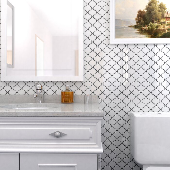 EliteTile Caldera 3" x 3" Porcelain Mosaic Tile in White & Reviews